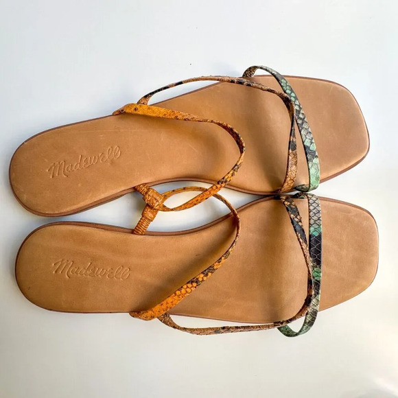 Madewell The Lyra Slide Sandal Snake Embossed Leather Straps Womens Size 8 - Picture 4 of 12